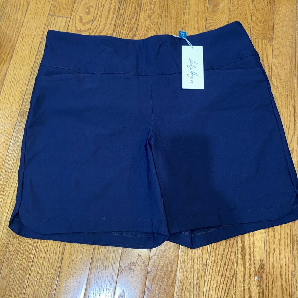 Lady Hagen Women's Tummy Control 7'' Golf Shorts Blue Pull On New XXL